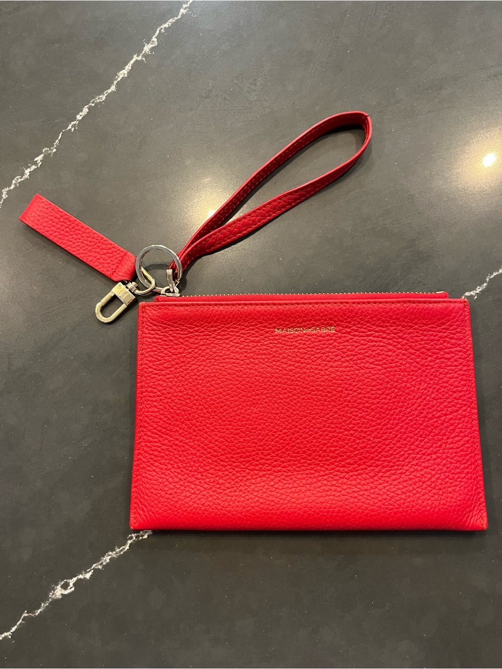 Maison de Sabre Red Leather Wristlet Clutch